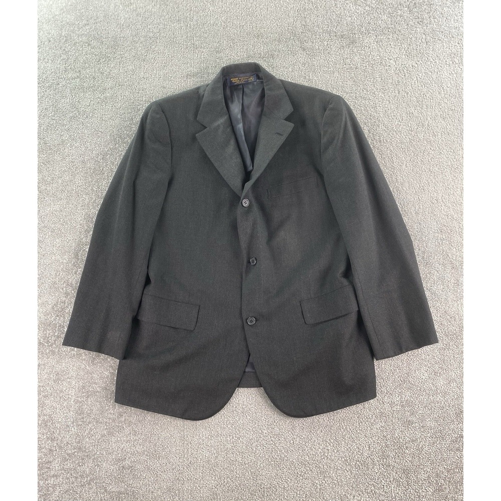 Vintage Brooks Brothers Suit Jacket 41 R Gray Wool Solid Designer Luxury USA